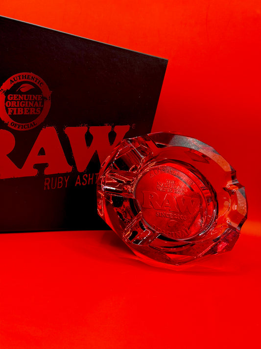 RAW Ruby Red Glass Ashtray