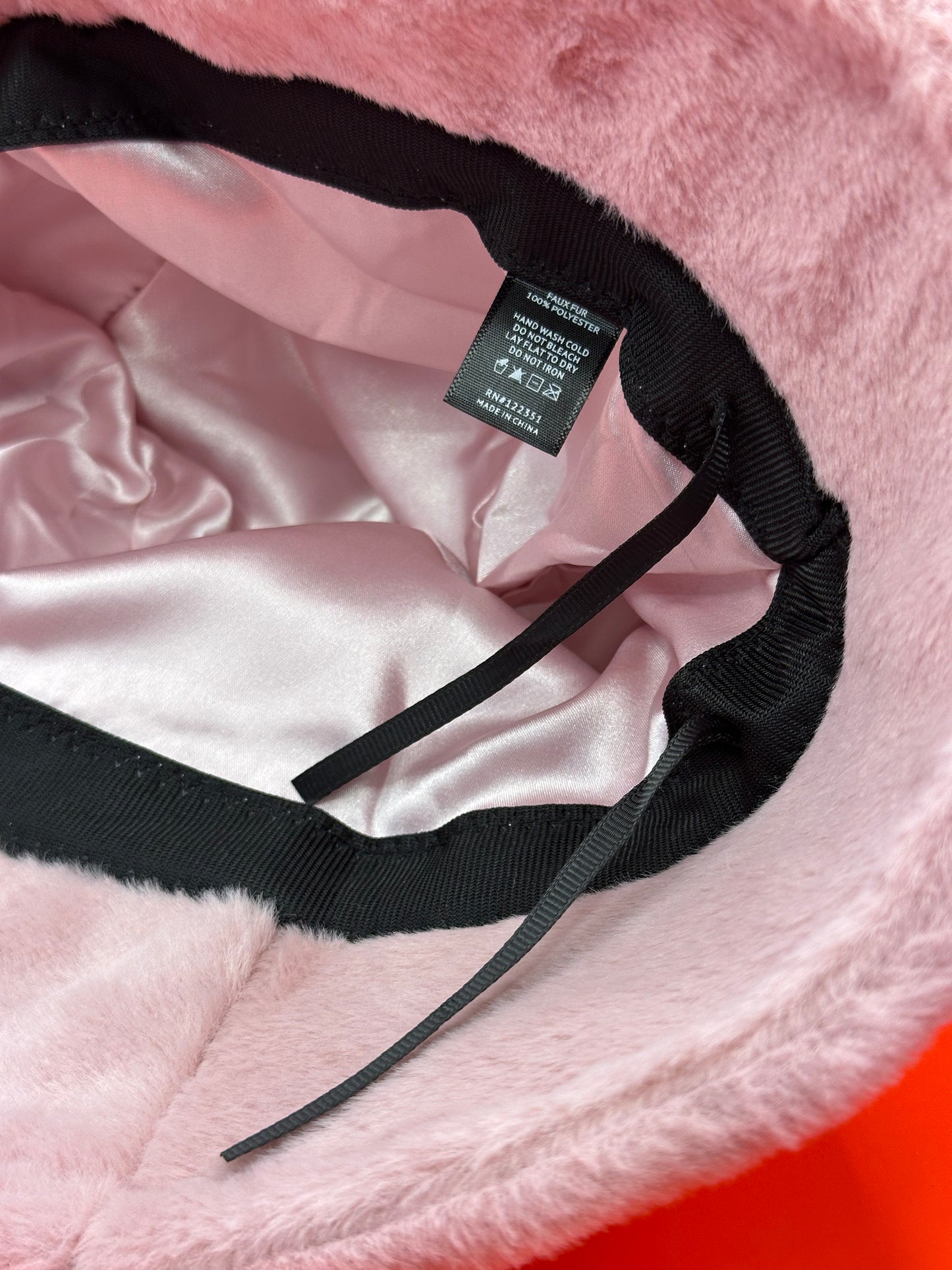 Soft plush faux fur Bucket Hat, adjustable fit, available in Pink, White and Black