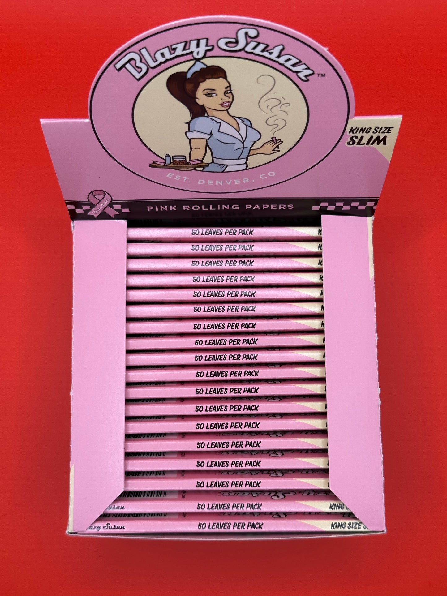 Blazy Susan Pink King Size Slim non-GMO Rolling Papers