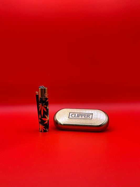 High quality metal, refillable, flint lighter, with case, clipper