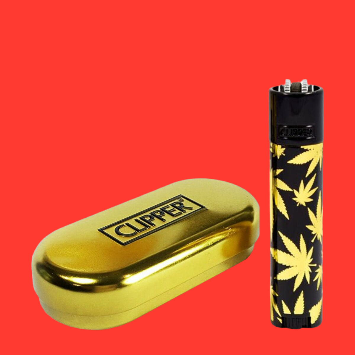 High quality metal, refillable, flint lighter, with case, clipper