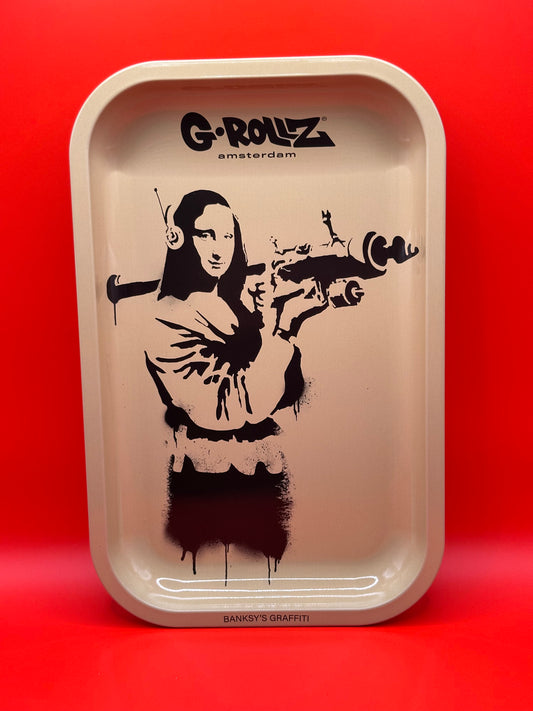 28 x 18cm, metal, smoking tray, banksy art