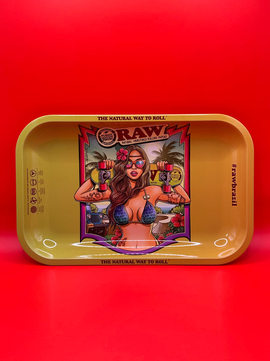 28 x 18cm, metal, smoking tray, girl design