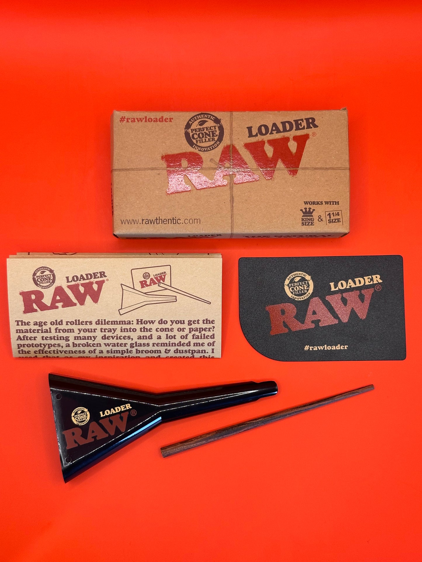 Cone Loader, RAW Black Scraping Card, RAW Natural Wood Poker, king size, 1¼ size