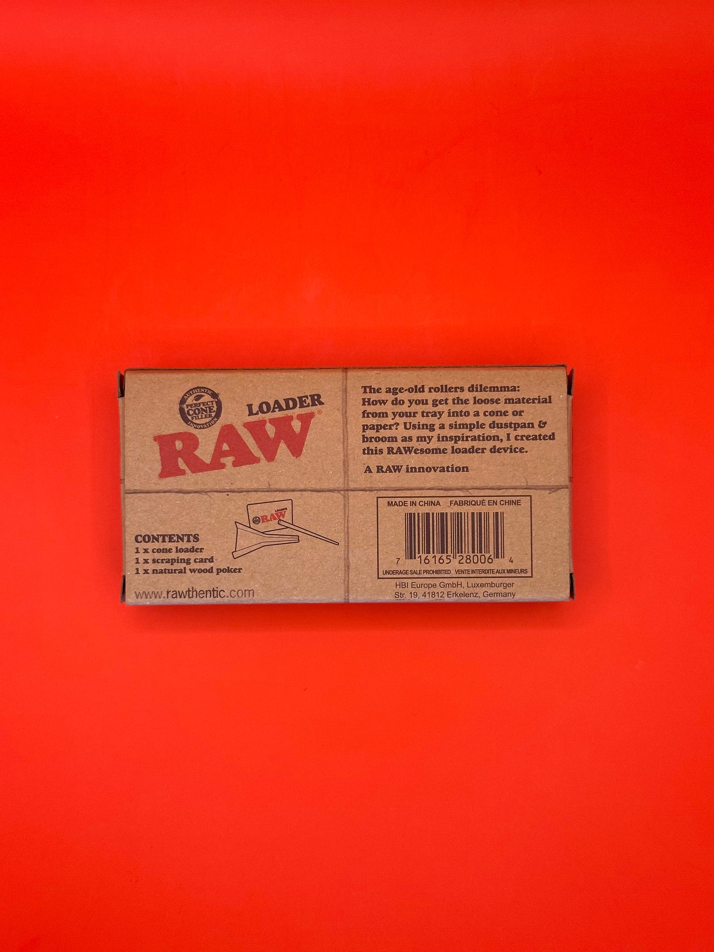 Cone Loader, RAW Black Scraping Card, RAW Natural Wood Poker, king size, 1¼ size