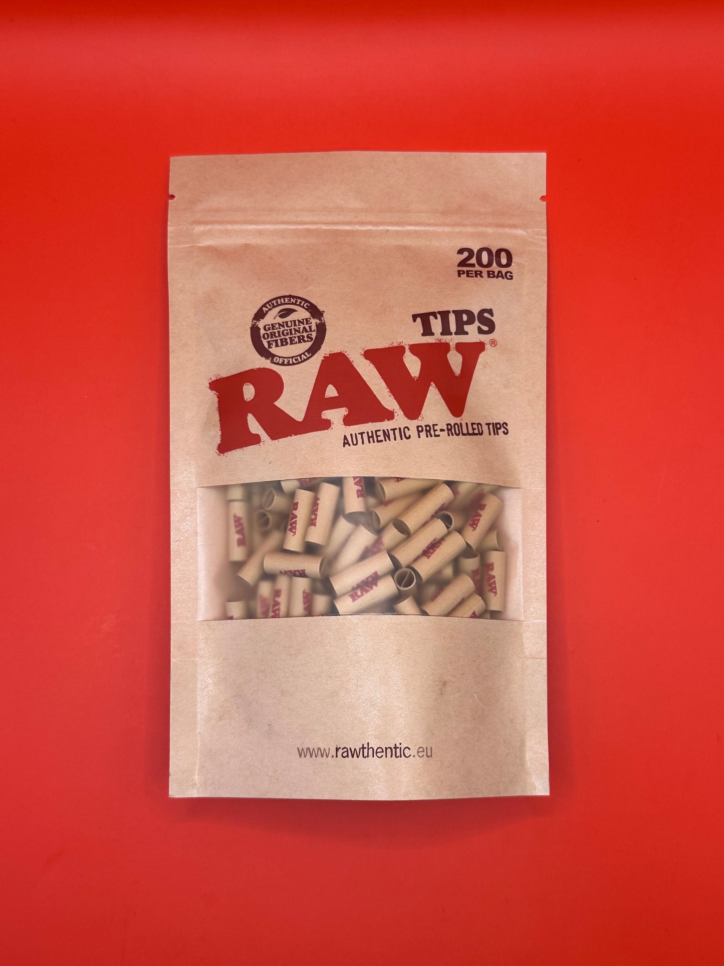 Pre-rolled tips, authentic raw rolling tips, bag of 200 tips