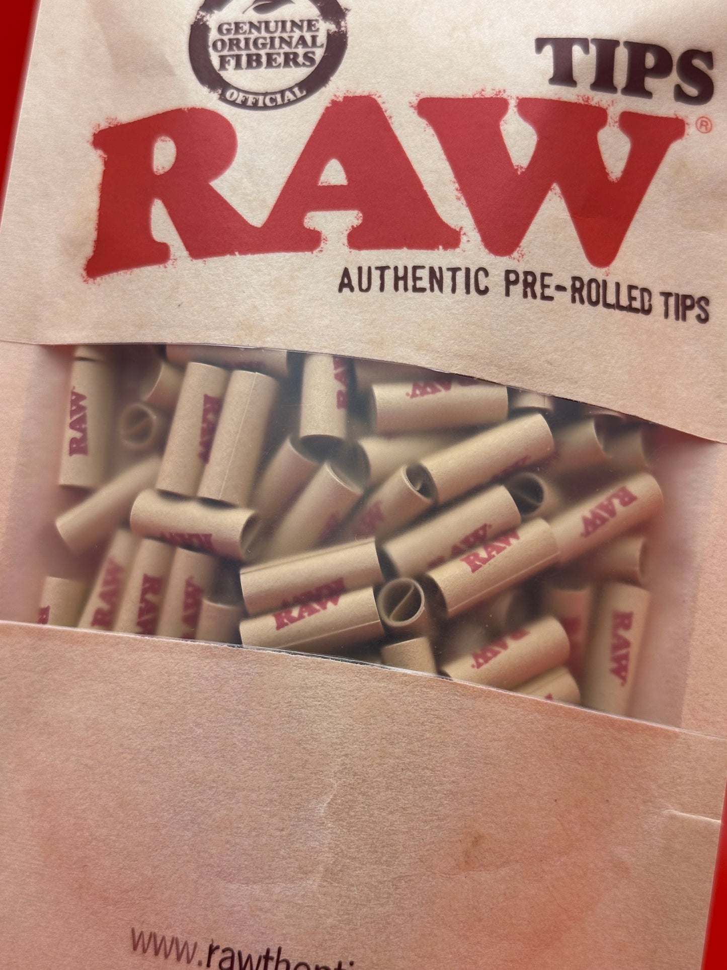 Pre-rolled tips, authentic raw rolling tips, bag of 200 tips
