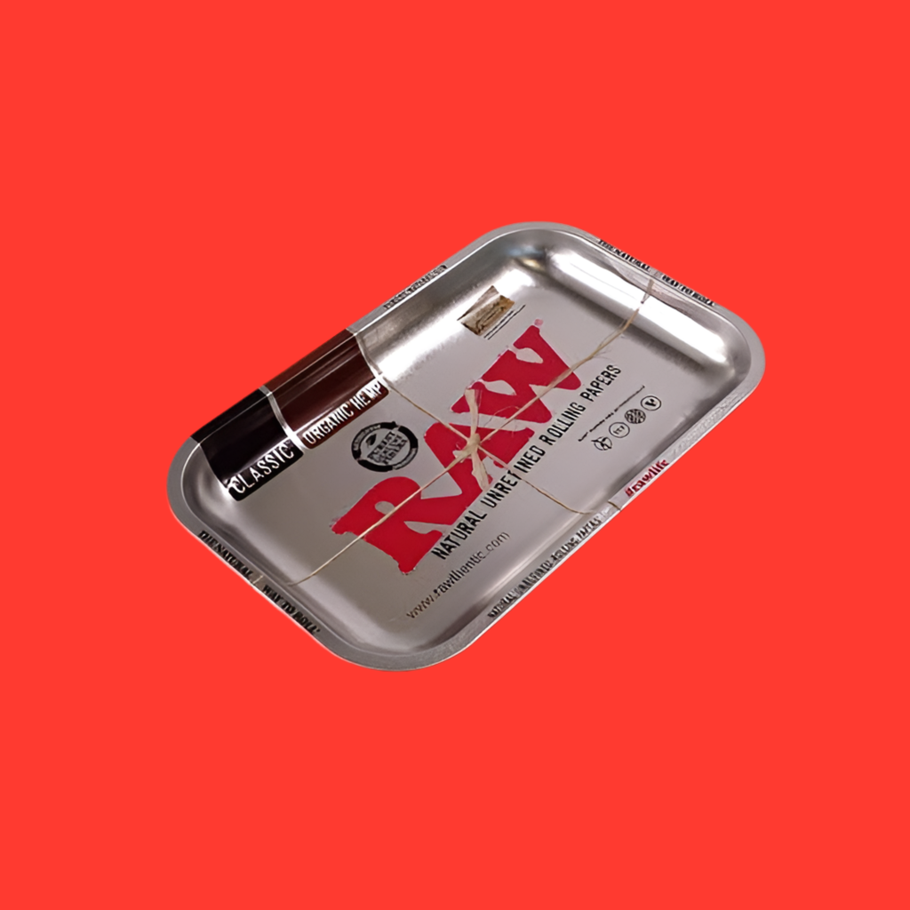 Shiny, metal, medium, smoking tray