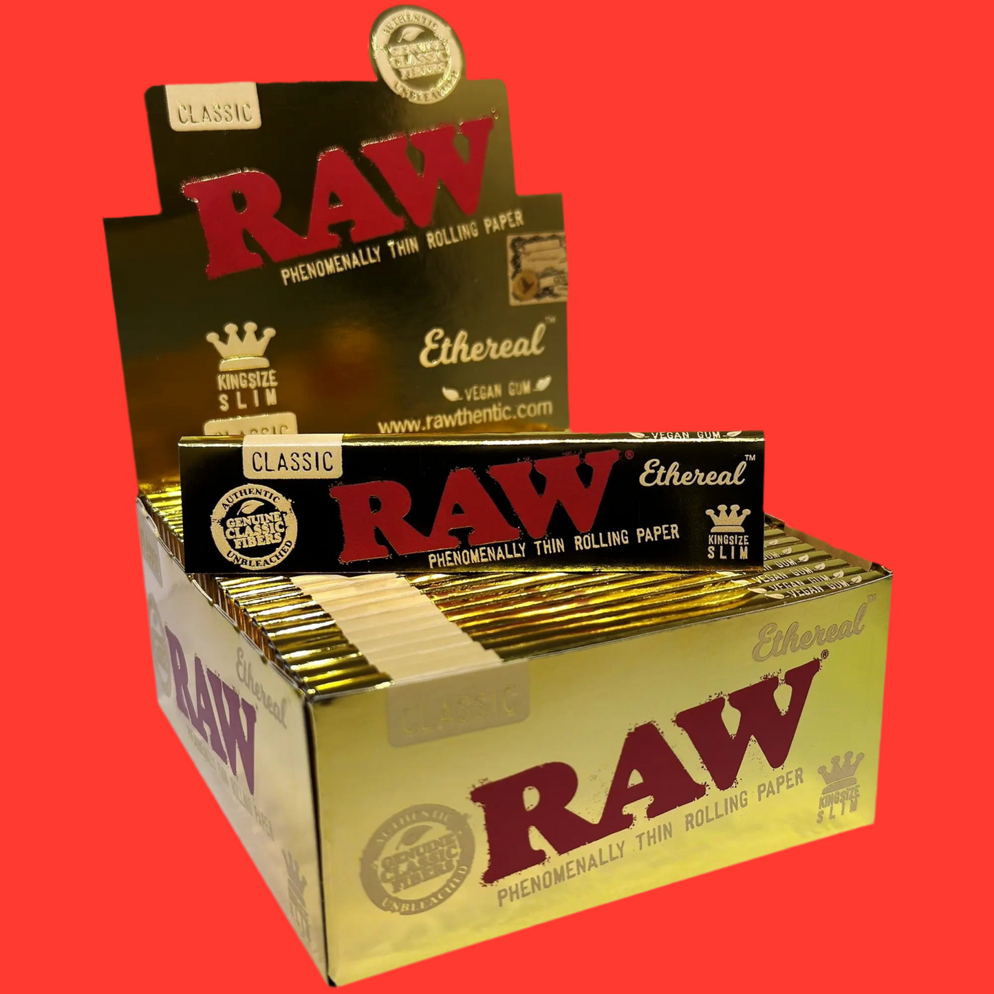 RAW Ethereal King Size Slim ultra thin unbleached vegan gum