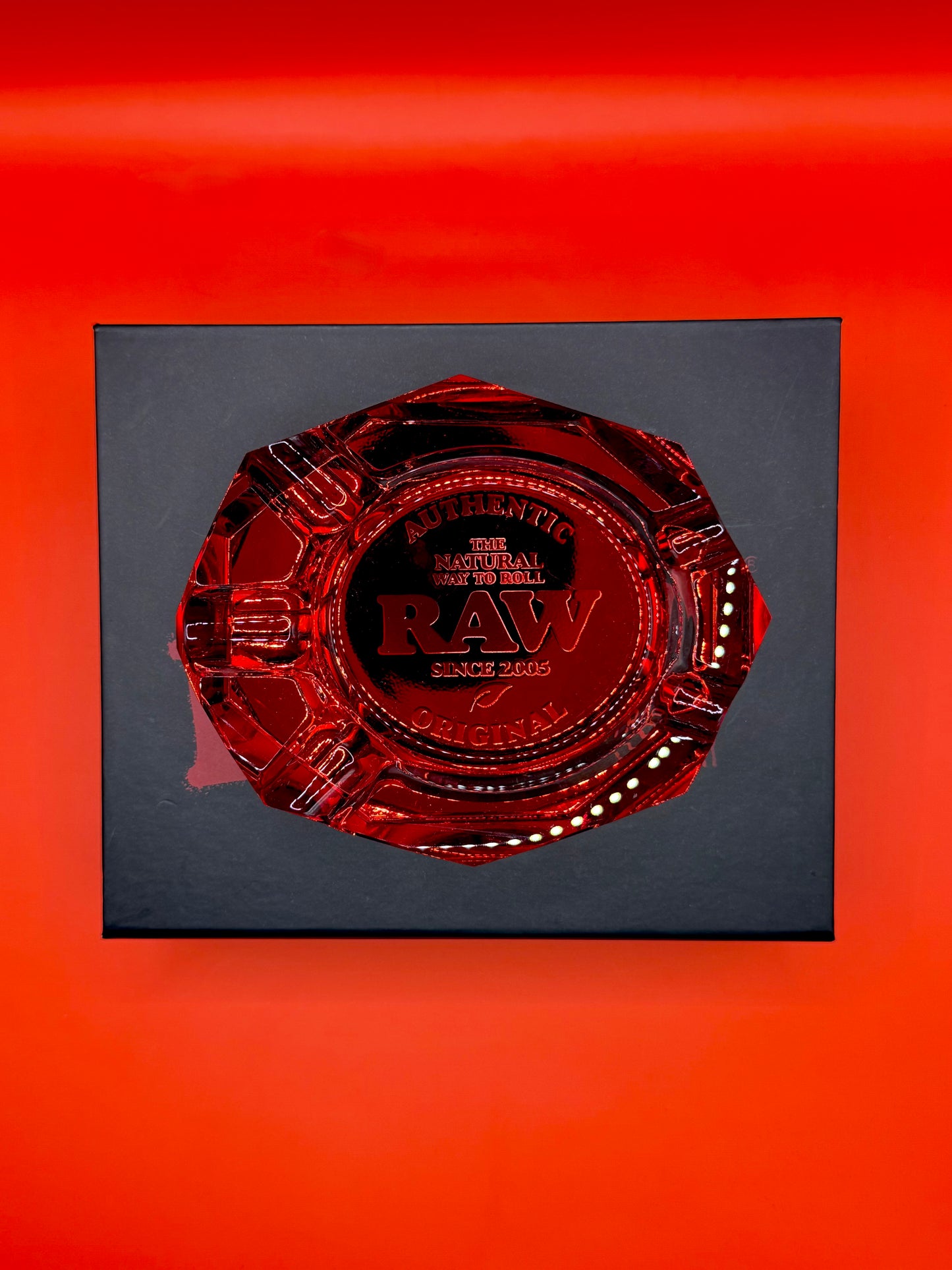 RAW Ruby Red Glass Ashtray