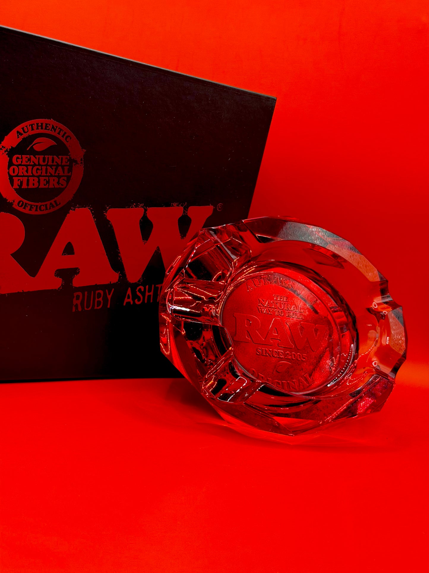 RAW Ruby Red Glass Ashtray