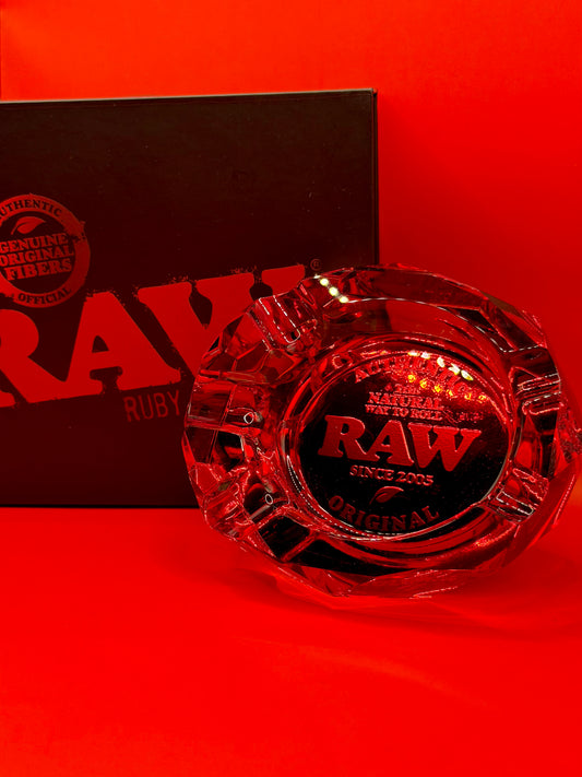 RAW Ruby Red Glass Ashtray
