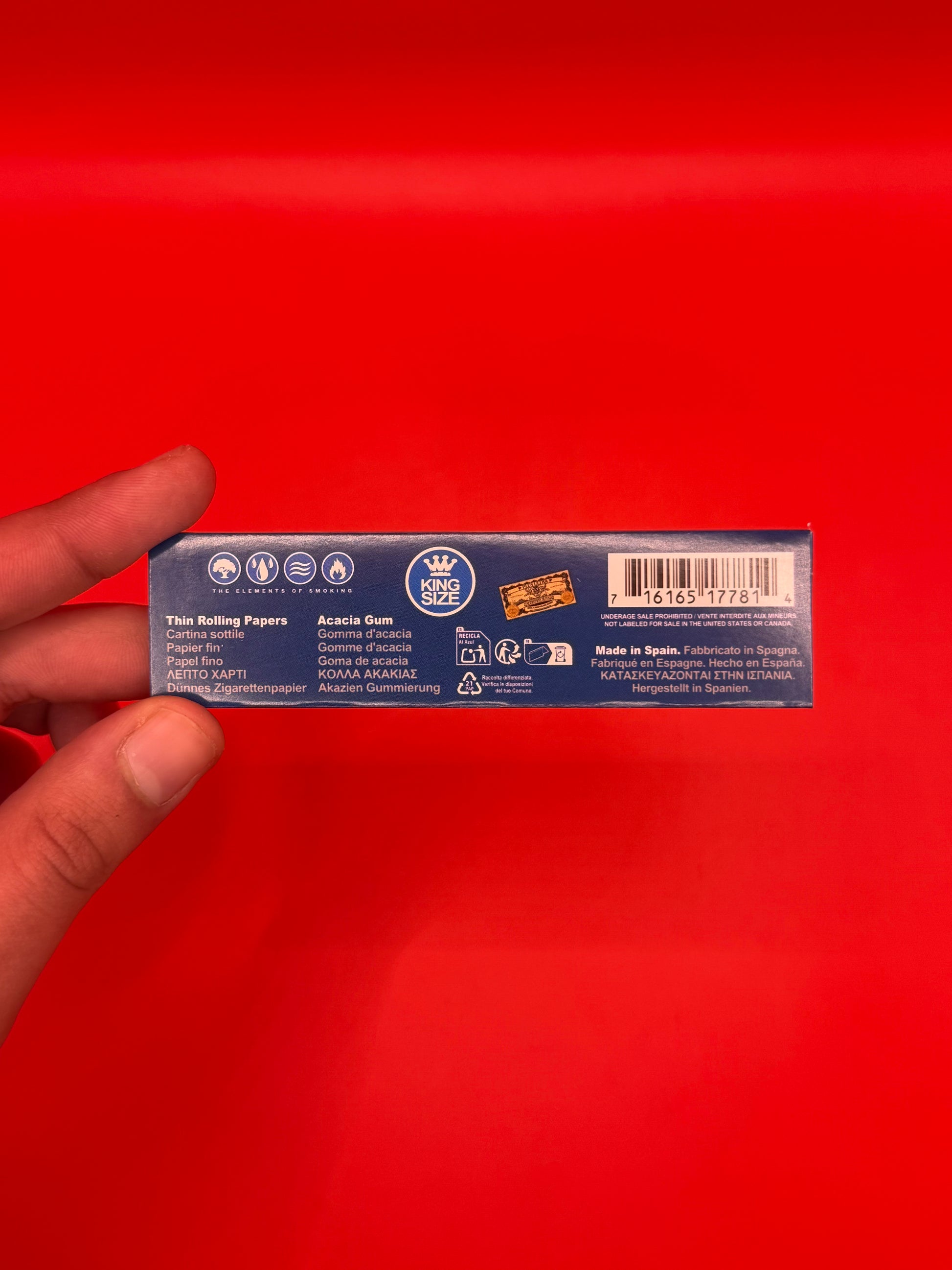 King Size Wide, 33 Leaves per pack, 100% Natural Rice Paper with Acacia tree sap gumline, vegan and natural. Shop Elements Rolling Papers UK now.