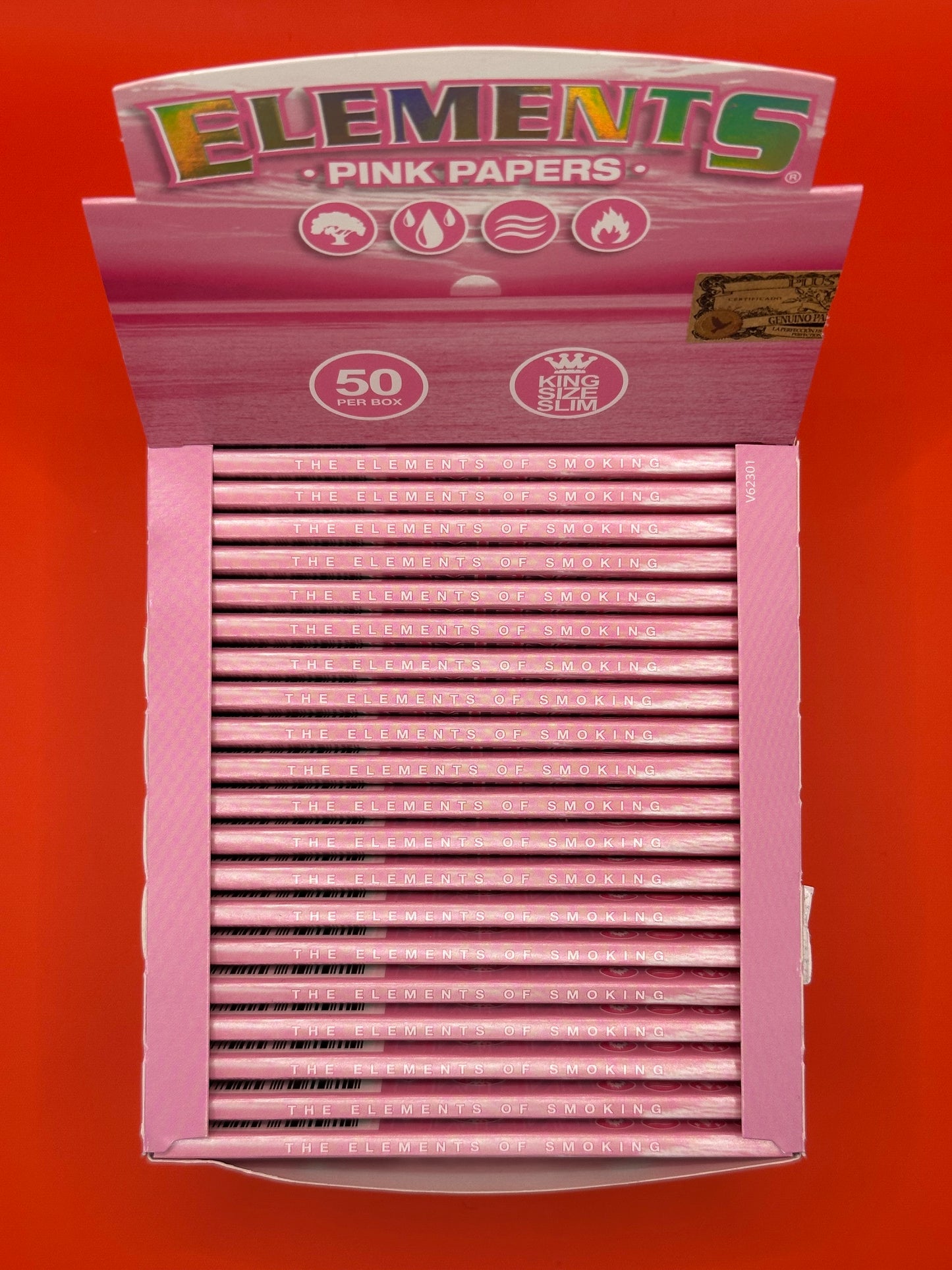 Elements Pink King Size Slim Rolling Papers