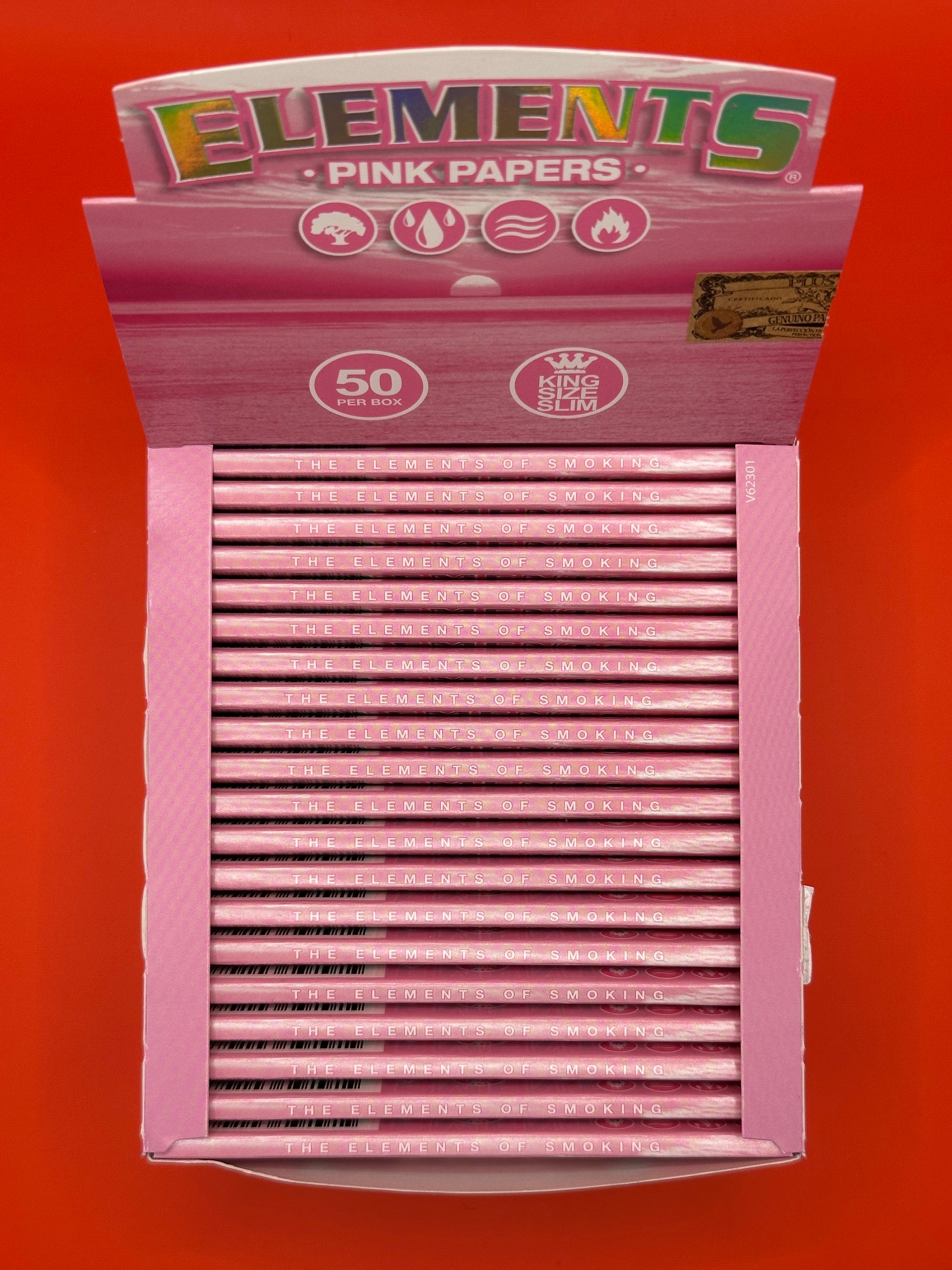Elements Pink King Size Slim Rolling Papers