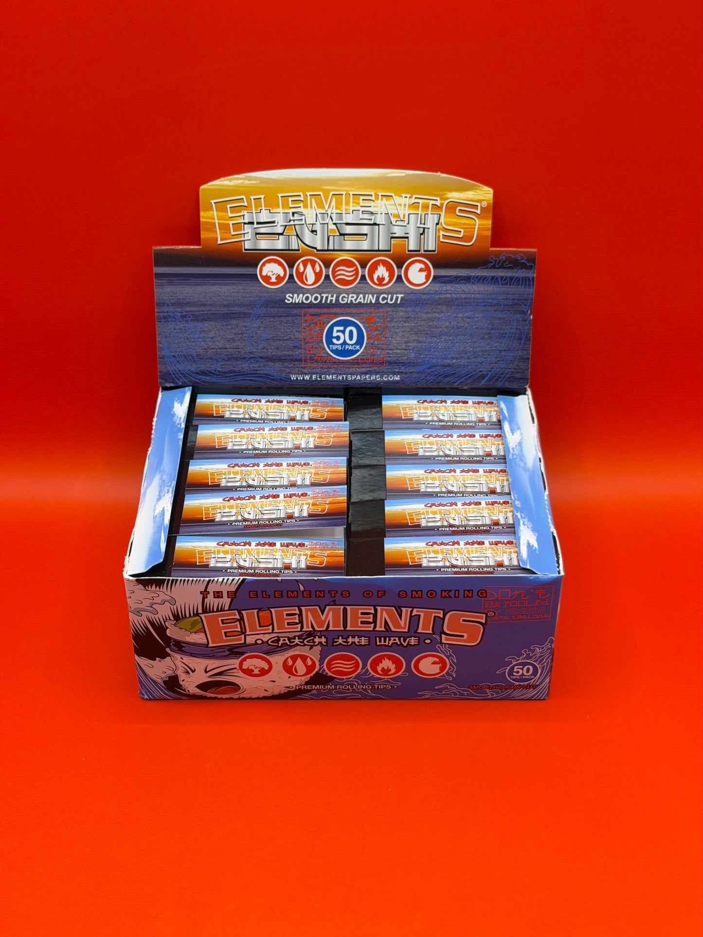 Elements X Zushi Rolling Tips, Filter Card. Smooth Grain Cut, Non-perforated, Priced per 1x individual pack, 50x tips per pack, LIMITED EDITION DROP. Shop Zushi Elements UK now.