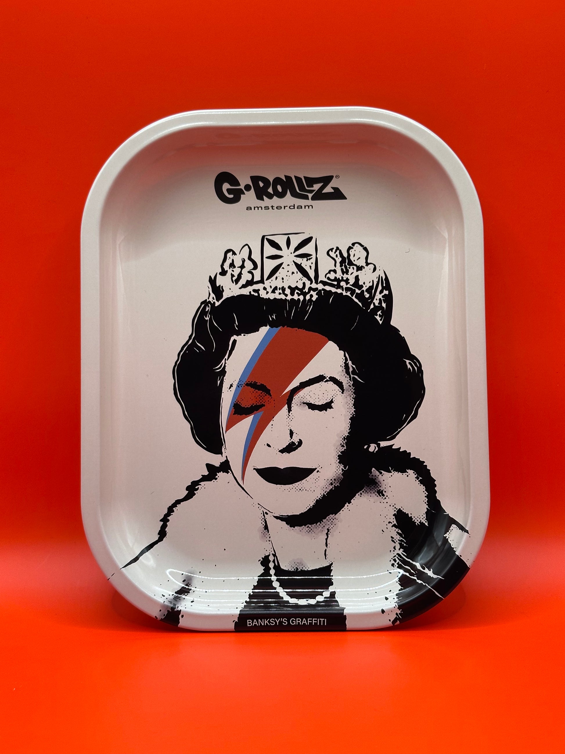 cool design, smoking tray, smoking accessories, Banksy art, 18 x 14cm