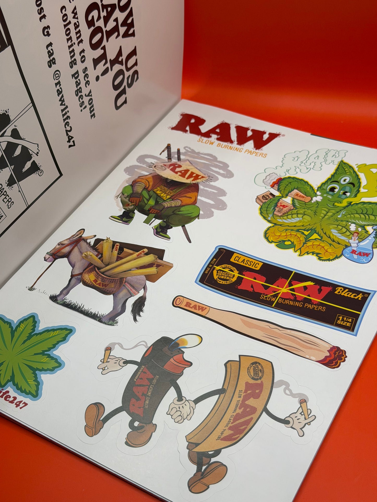 The RAW Adult Stoner Activity Book is a limited edition collectible made for RAW fans who want something fun, different, and full of personality. It is packed with classic activity book features, including stoner-themed stickers, mazes, quizzes, colouring in pages, jokes, games, word searches, and word jumbles.