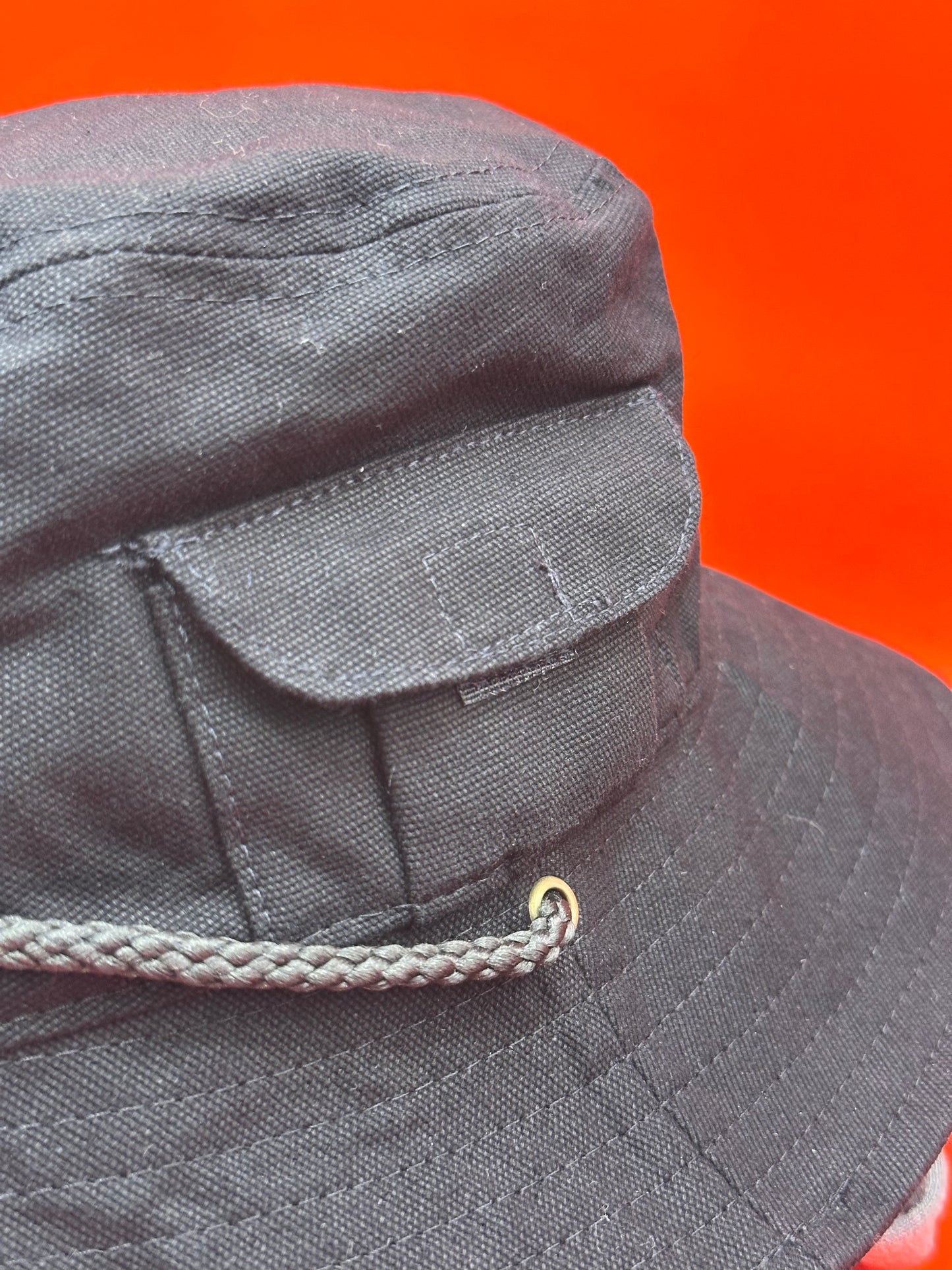 RAW Black 'SMOKERMAN' Bucket Hat, Adjustable, with storage sections - size medium