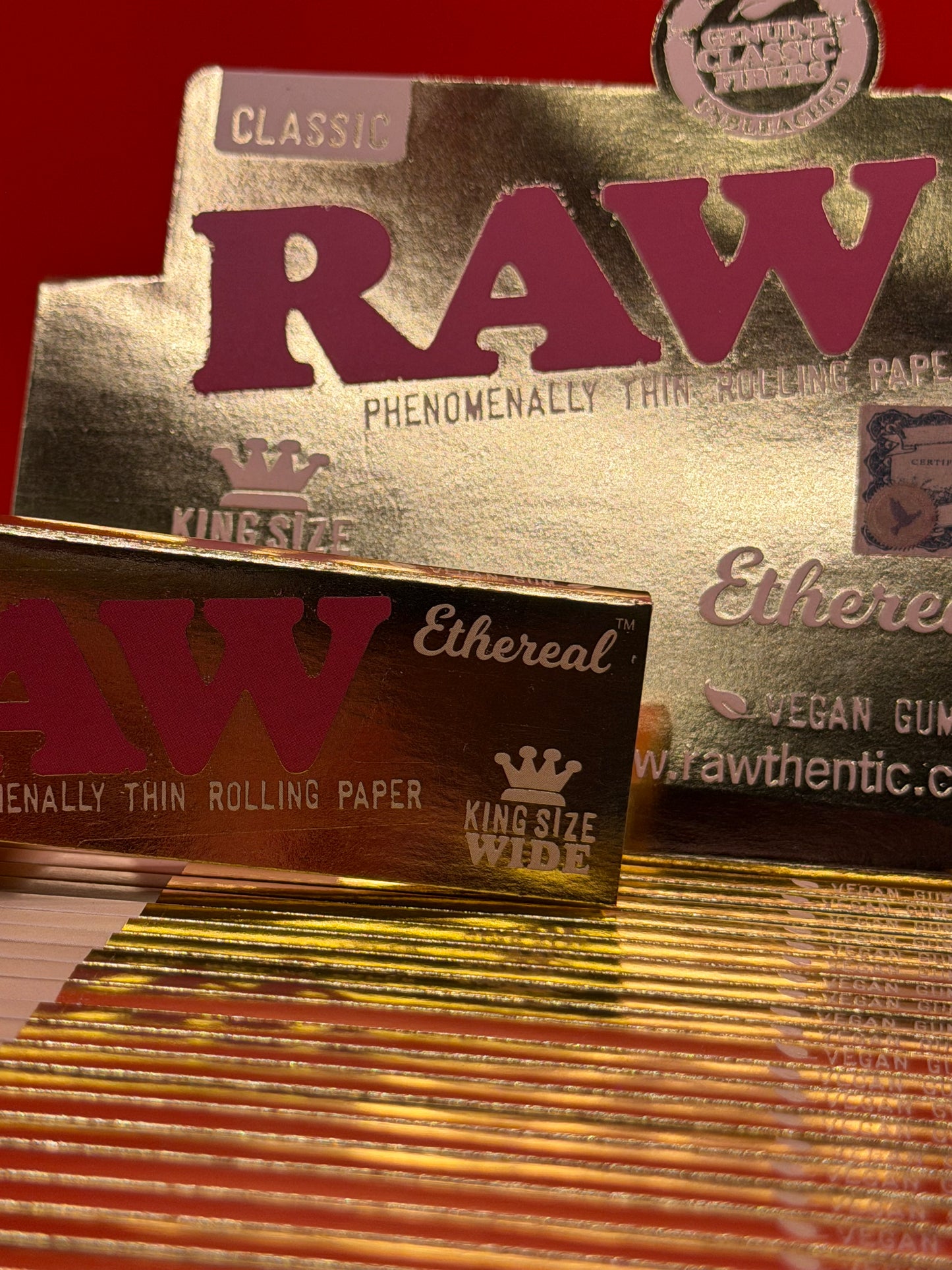 Super thin, Created with unbleached, vegan gum, RAW Ethereal King Size Wide Papers available now. Shop RAW Rolling Papers UK.