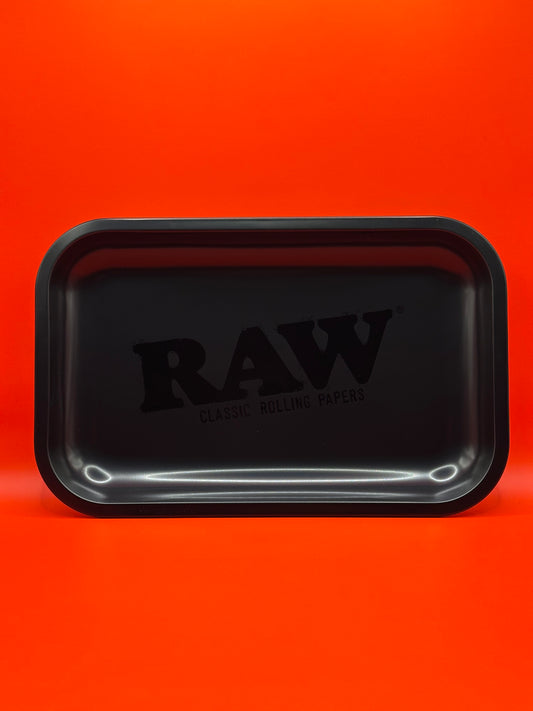 RAW Murder’d Matte Black Rolling Tray, a sleek, heavy-duty tray designed for serious rollers who value quality and aesthetics