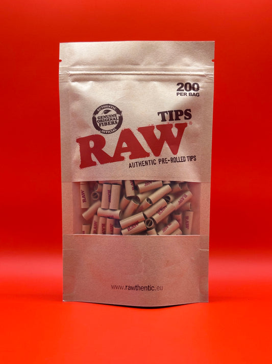 Pre-rolled tips, authentic raw rolling tips, bag of 200 tips