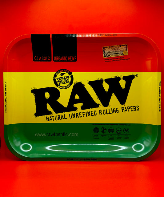 The RAW Rasta Metal Rolling Tray is a bold and practical tray with the classic RAW look and a colourful rasta style design. It gives you a clean space to roll, organise your setup, and keep everything in one place.