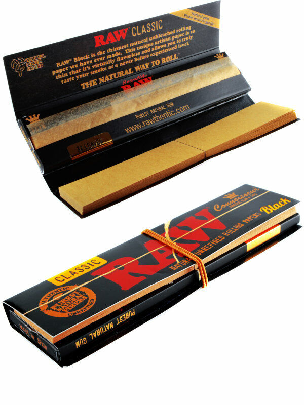 Raw Black Classic King Size Slim Connoisseur Rolling Papers + Tips