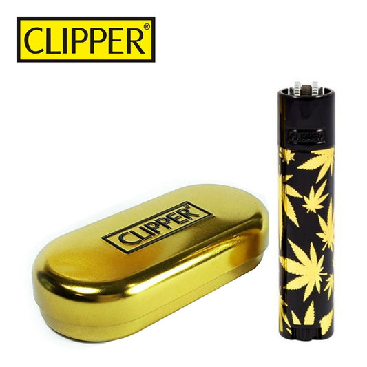 Clipper 'Gold Leaves' Metal Lighter (with gift case)